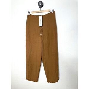 Shaina Mote Size 4 Button Fly Pant Tencel Linen Cropped Brown The Real Real